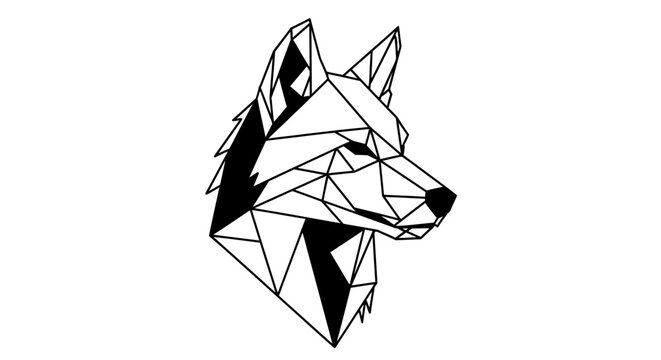 Geometric Wolf Head Silhouette, Low Poly Animal Art, Abstract Wild Canine Portrait