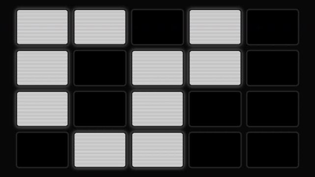 Nostalgic digital glitch grid pattern with flickering light squares