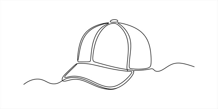 Baseball cap hat drawn in a continuous single line style