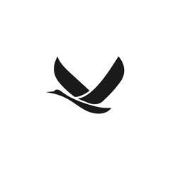 Obraz premium Stork Bird Letter V logo