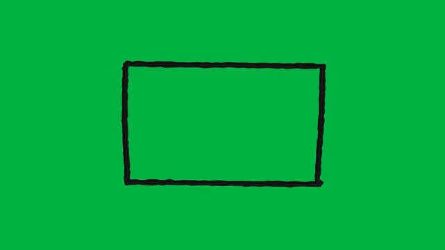 Hand-drawn black marker square frame on green screen, animated loop
