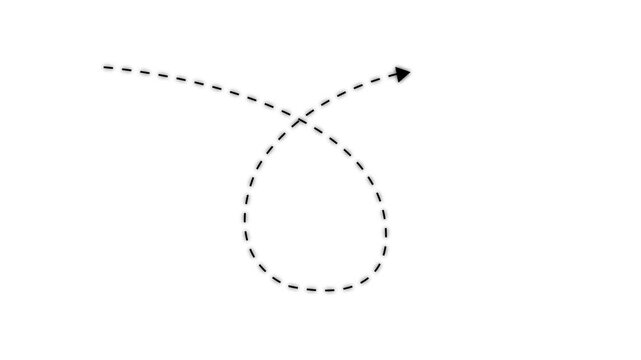 Animated dashed line path with arrowhead, looping motion for infographics and presentations animation