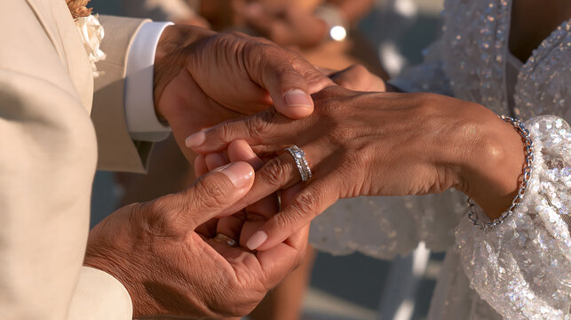closeup of elderly couple holding hands showing wedding rings representing lasting love marriage anniversary and lifelong commitment between senior partners in a tender moment
