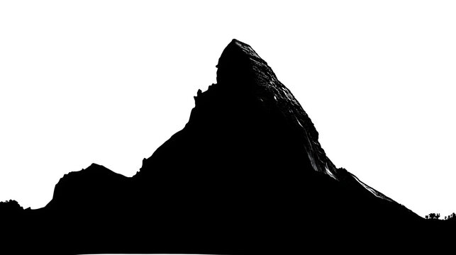 A black silhouette of a simple mountain peak