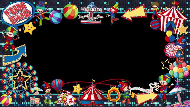 Animated Amusement Park and Carnival Themed Pixel Art Video Border