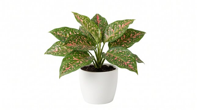 Isolated Potted Aglaonema Plant Asset Cutout for Archviz Render