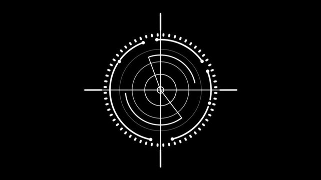 Glowing neon light target icon animation. Military training, Military target icon animation on black background. Crosshair, gun aim, sniper target.