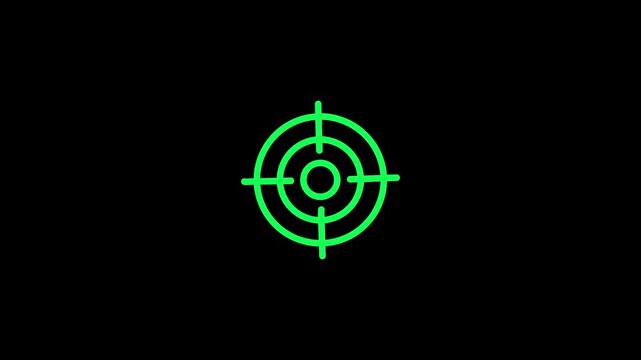 Glowing neon light target icon. Military training, Military target icon animation. Military training , Military target icon animation.gun aim, sniper target, precise shoot,4k video