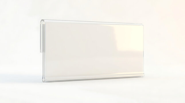 Blank Clear Plastic Retail Shelf Talker Price Tag Holder Mockup on White Background for Advertising and Promotion