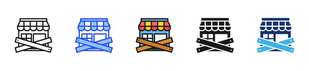 Fototapeta premium Business Closure Icon Set Collection With Multiple Styles
