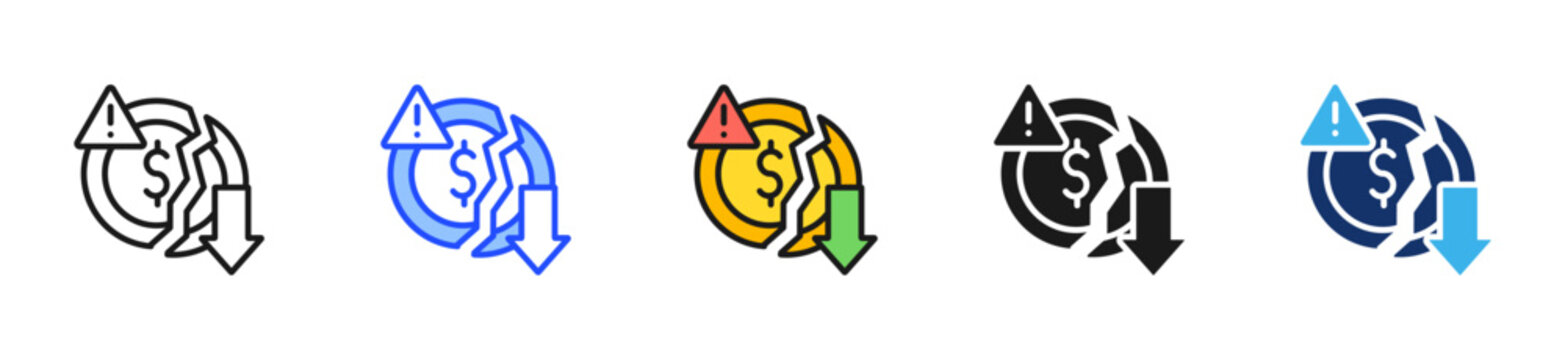 Bankruptcy Icon Set Collection With Multiple Styles
