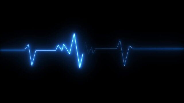 Neon Heartbeat ECG Line Glowing Medical Pulse Heart Rate Monitor Health Care Technology Animation