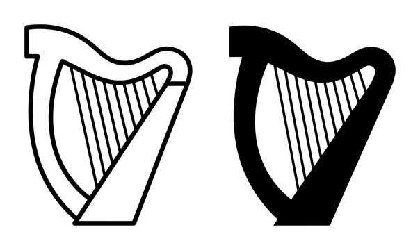 Harp silhouette for music logo or sticker