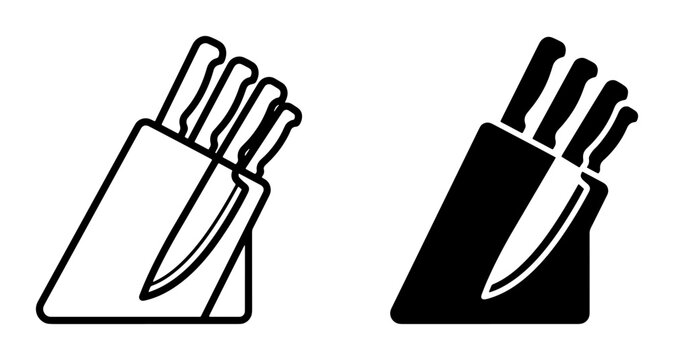 Knife block with kitchen knives silhouette for logo