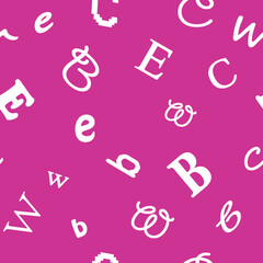 Abstract seamless alphabet pattern with scattered white letters B C E and W © PatternStudio
