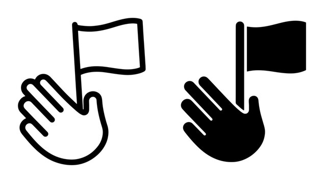 Hand holding a flag silhouette for a logo