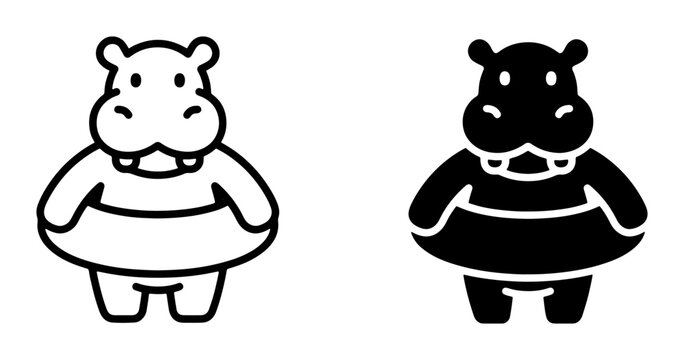 Hippopotamus silhouette with inflatable ring for logo
