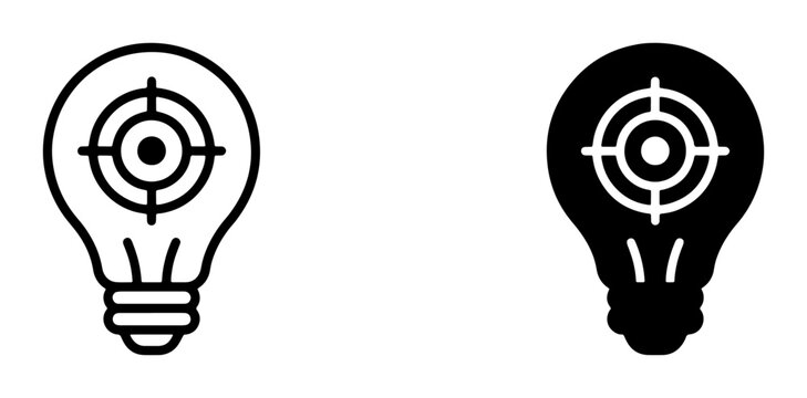 Lightbulb with target silhouette for idea logo