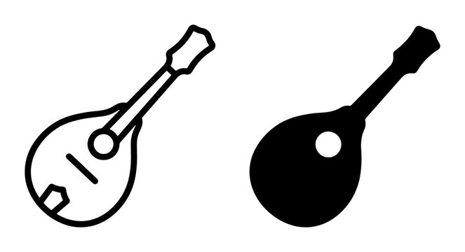 Mandolin silhouette for music logo and print
