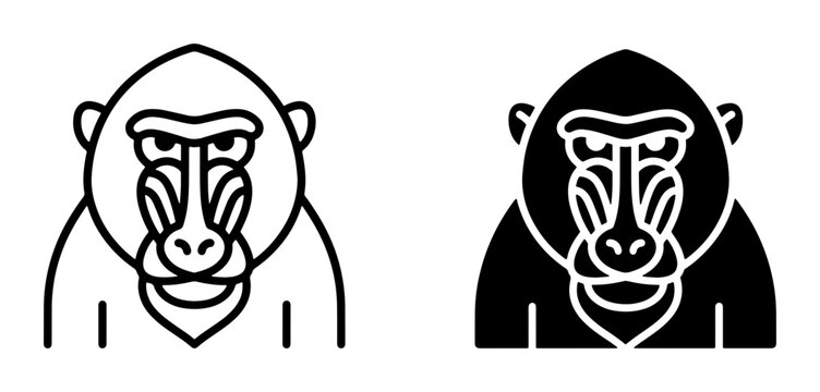 Baboon face silhouette for logo or sticker