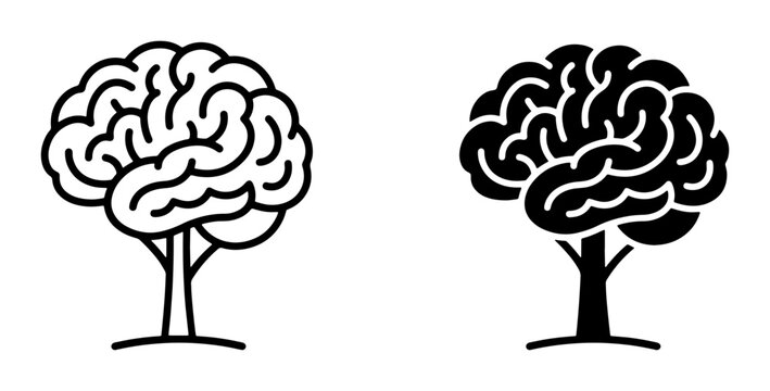 Brain tree icons set with human mind and intelligence, science and growth for logo