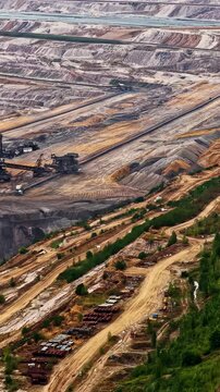 Aerial view of an open pit lignite coal mine at Hambach Germany