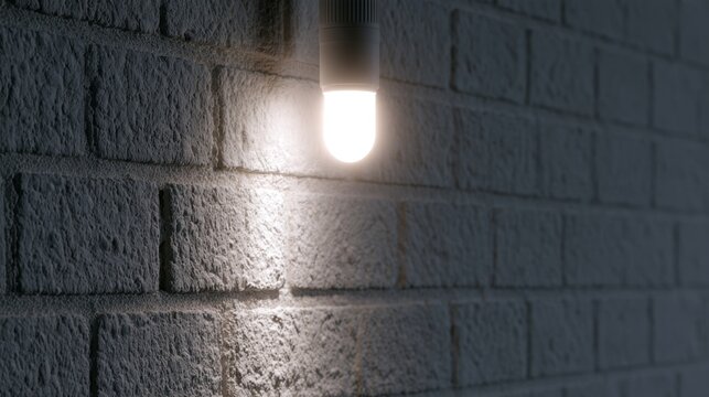 Illuminated Wall with Light Fixture Showing Texture and Detail on Brick Surface to Highlight Defects and Hidden Failure Points in Construction and Design, 3d rendering