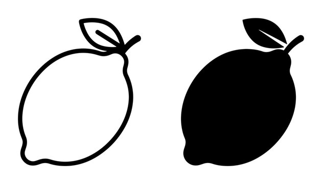 Lemon and lime line icon and silhouette set for food and drink design