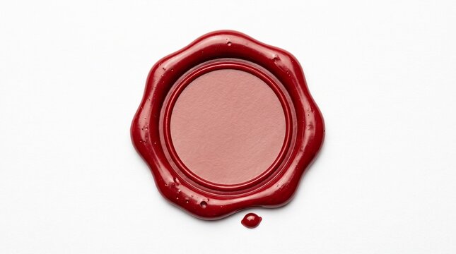 Red wax seal stamp isolated on white background