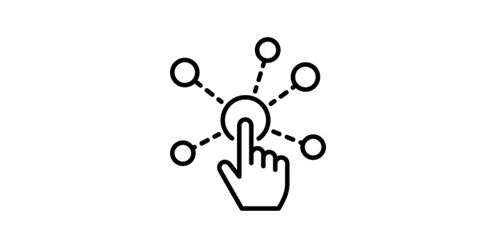 Hand click connection icon with transparent background.