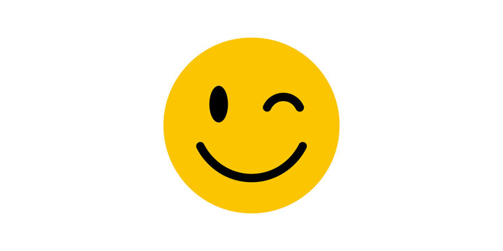 Winking smiley face icon on transparent background for fun designs