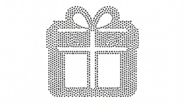 Gift box outline formed by binary digital code pattern with data present
