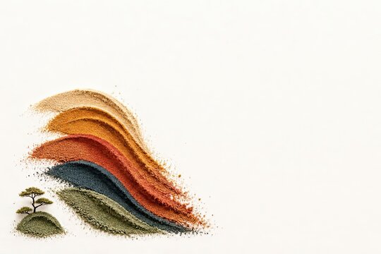 Sweeping waves in earthy colors in layered sand style