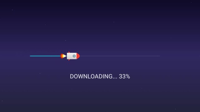 Rocket Loading Bar Animation for Digital Progress and Software Downloading
