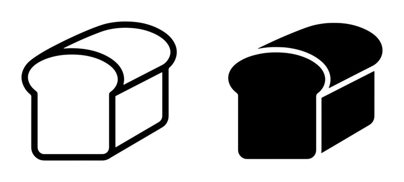 Loaf of bread silhouettes set with slice for bakery or food logo