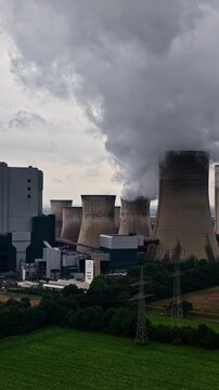 RWE Power AG plant in Niederau&szlig;em releasing smoke and polluting the atmosphere