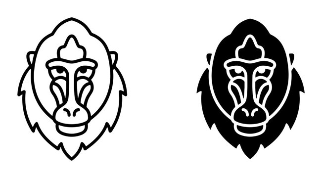 Baboon head silhouettes set with tribal patterns for logo or tattoo