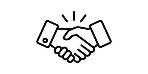 Thin line handshake icon for agreement and business.