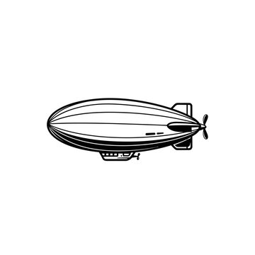Vintage Airship Blimp Illustration - Retro Dirigible Zeppelin Icon