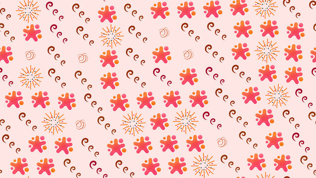 Seamless pattern with stylized stars and swirls