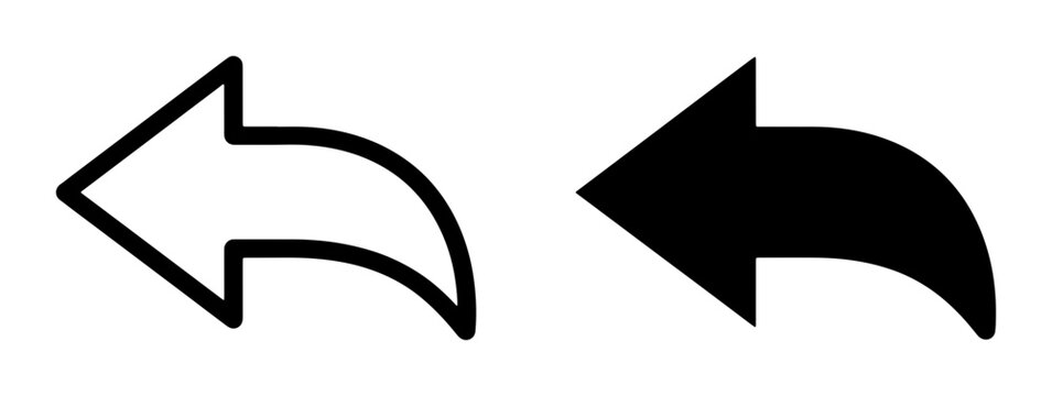 Reply arrow silhouettes set with back and forward icons for communication and navigation
