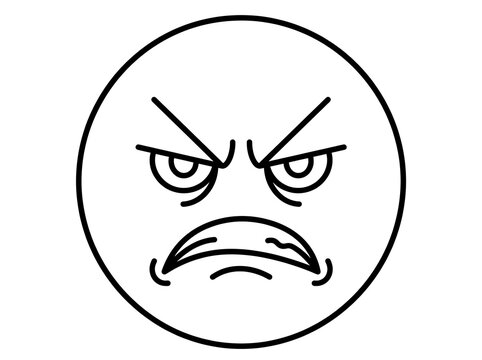 Angry cartoon face with fierce expression