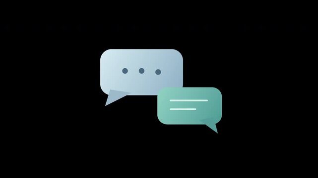 Modern chat bubbles icon illustration showing online communication, messaging, and digital conversation concepts on a dark background