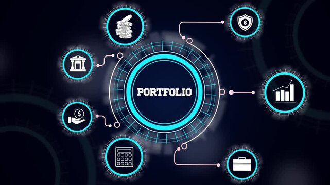 Portfolio diversification concept displaying financial asset allocation, investment risk management and yield