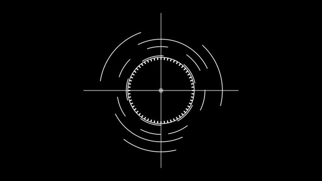 Glowing neon light target icon animation. Military training, Military target icon animation on black background. Crosshair, gun aim, sniper target.