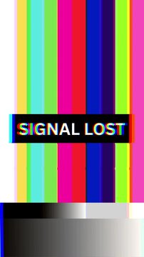 The visual representation of a television screen displaying a 'SIGNAL LOST' message, evoking a sense of technical difficulty and disruption in broadcasting