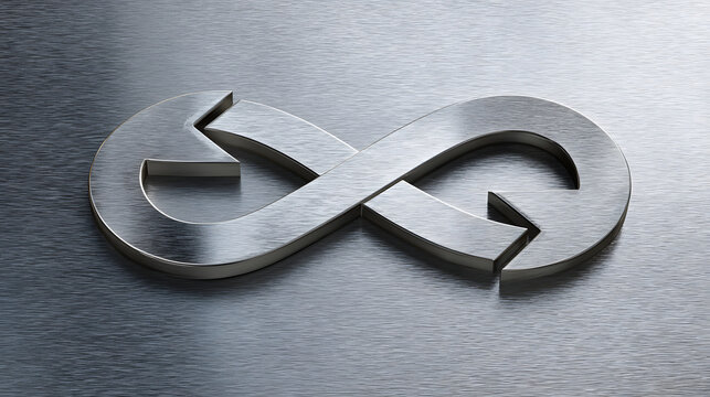 Metallic Infinity Symbol on Brushed Steel Background