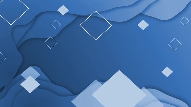Abstract layered background with floating geometric diamond shapes and soft paper cut waves animation