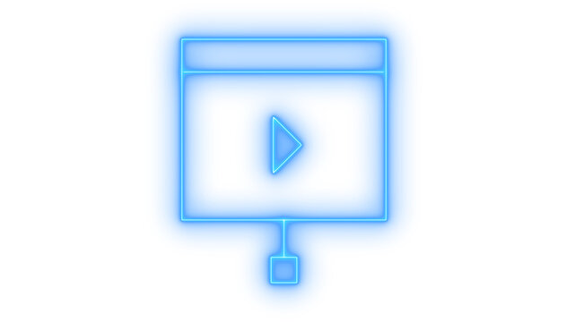 Glowing neon presentation screen icon isolated on transparent background. Multimedia Board. Projector Screen. Slideshow Player. Online Course