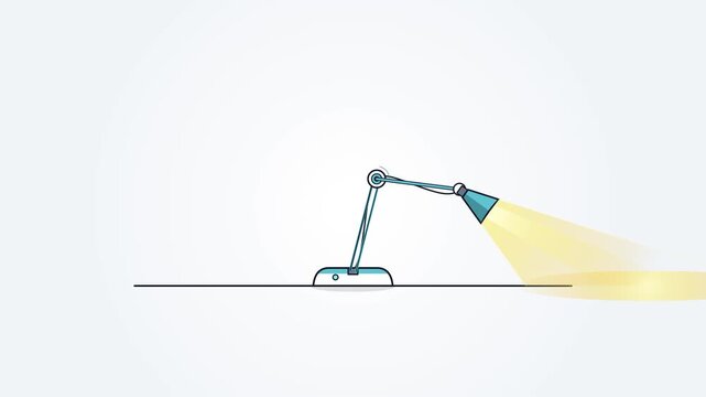 Adjustable desk lamp turns on and casts a bright light beam